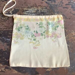 Vintage Japanese Silk Pongee Drawstring Pouch